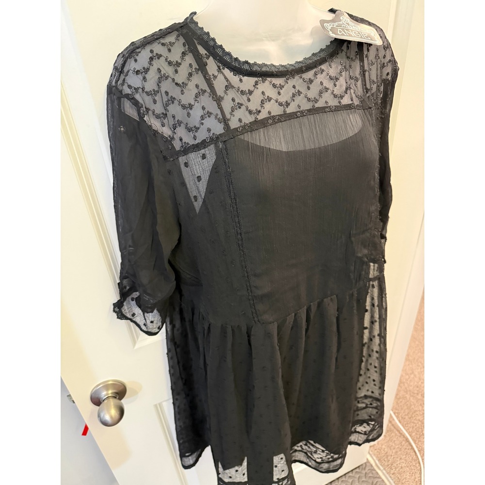Angie Black Sheer Lace Mini Dress